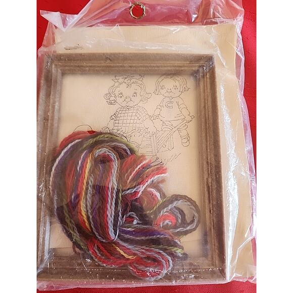 Campbell Kids C-106 Mini Cross Stitch Picture Kit w/Frame Out For A Ride NOS - Picture 2 of 5